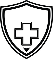 public health outline of shield with medical cross.