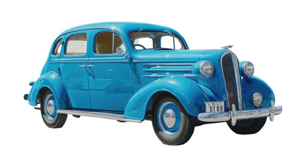 Classic blue sedan, vintage automobile
