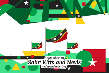 September 19, Independence Day of Saint Kitts and Nevis. vector illustration. Suitable for greeting card, poster and banner.