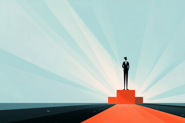 silhouette of a man on podium