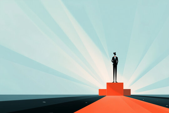 silhouette of a man on podium