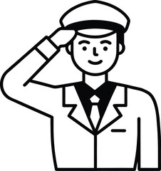 security guard outline icon saluting.