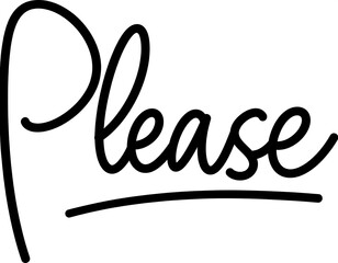 Hand-drawn word "Please" in a script font