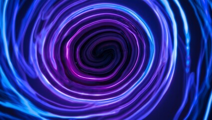 Abstract vortex of glowing blue and purple concentric lines, swirling with energy and futuristic motion.