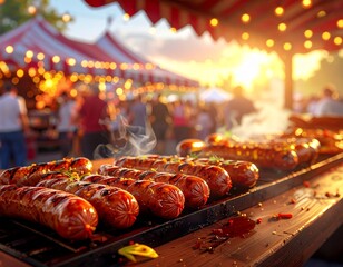 Street Food Festival with Grilled Sausages