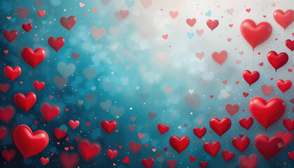 Valentine's day background with red hearts and copy space. 