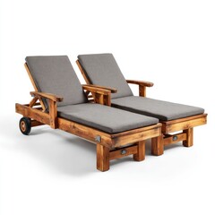 Wooden Outdoor Lounge Chairs Isolated