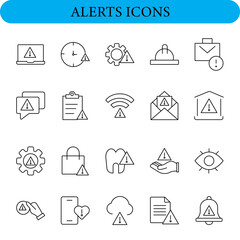 Collection of alert and warning icons for digital interfaces