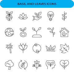 Hand drawn collection of plant and leaf icons