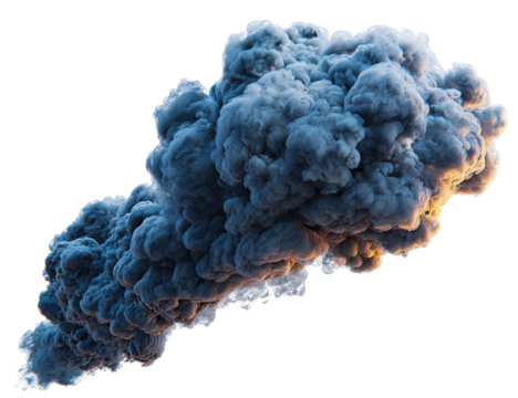 Dense, billowing smoke cloud against a black background