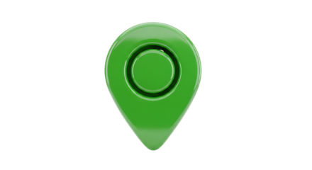 Shiny Green Location Marker isolated on a transparent background