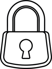 simple padlock outline vector with curved shackle.