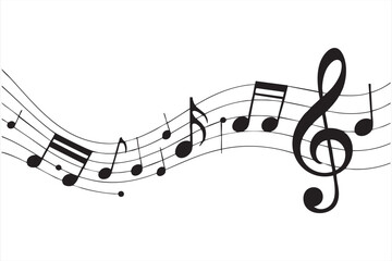 Musical Notes and Treble Clef Vector Design for Melody and Sound