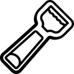 Bottle opener vector line art icon black and white white background