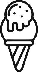 Ice cream scoop vector line art icon black and white white background