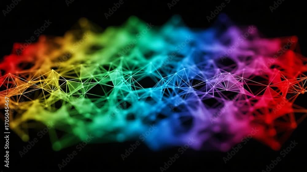 Poster colorful digital network visualizing data flow in slow motion