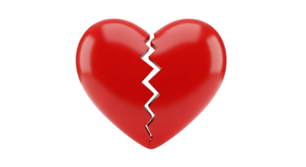 Red Heart Broken Symbol isolated on a transparent background