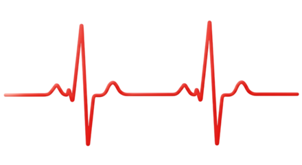 Red Heartbeat Line isolated on a transparent background