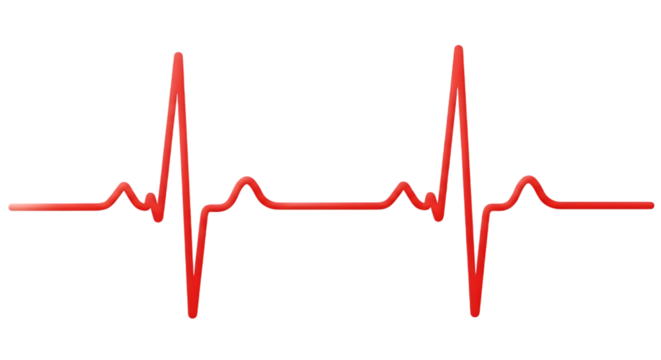 Red Heartbeat Line isolated on a transparent background