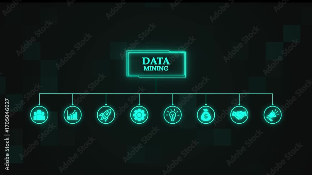 Aufkleber data mining concept. interface technology, the future of user experience, journey and technology con
