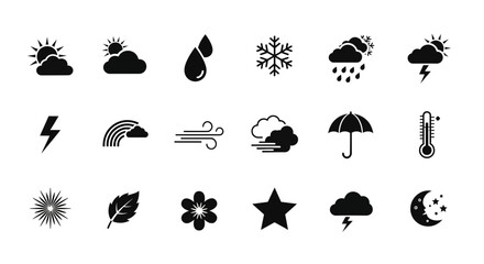 Fototapeta premium Weather and Seasons Icon Collection for Forecast Apps