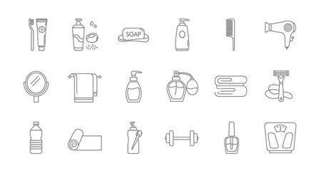 Fototapeta premium Personal Care & Wellness Vector Icons for Health & Beauty