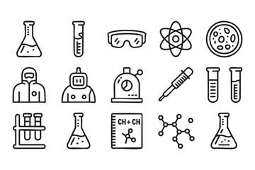 Science doodle pack with molecular and atomic icons for classroom and study themes