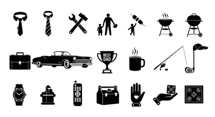 Masculine Vector Silhouette Set for Father's Day