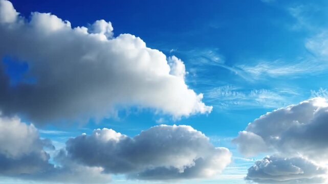 A blue sky with fluffy clouds, a serene and peaceful abstract background.