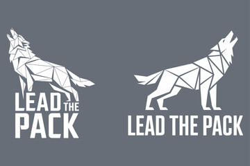 Geometric wolf howling text polygonal white