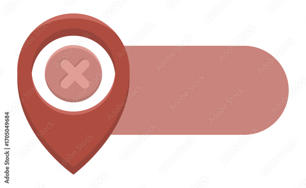 Poster red location pointer. cross mark design. map pin vector. navigation choice emblem. eps 10.