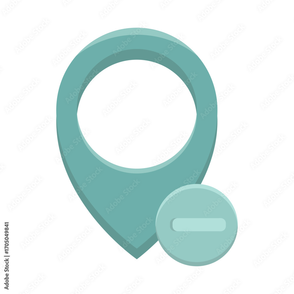 Poster map pin symbol. location remove icon. gps navigation vector. pointer position emblem. eps 10.
