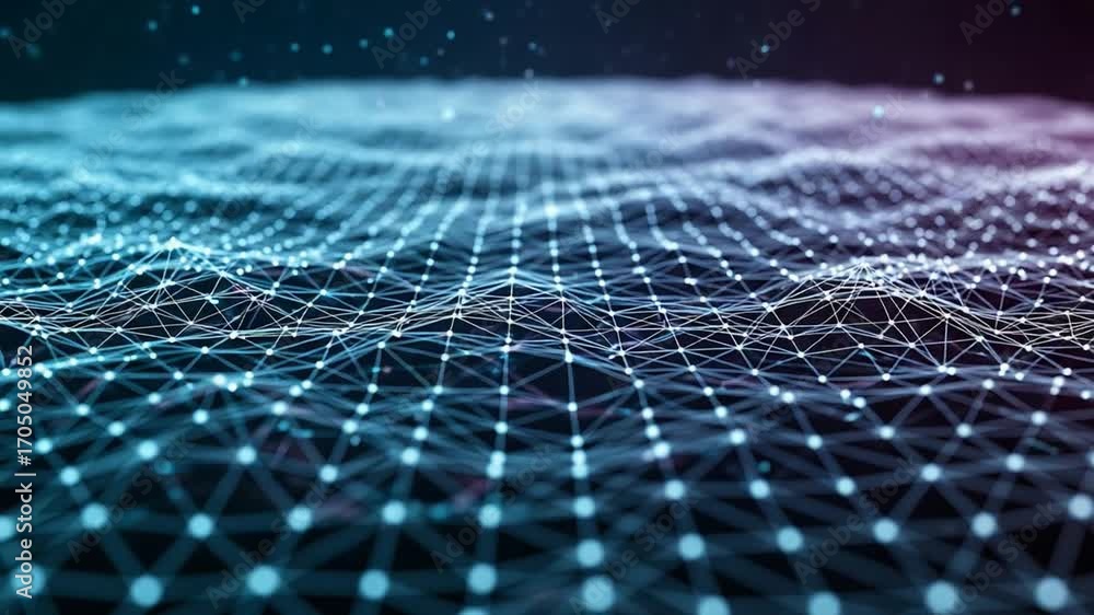 Poster waving abstract network of connected dots tech visual