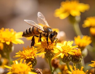 Honeybee on yellow flowers (1)