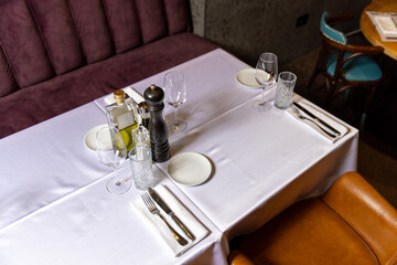 table ready to be served in the restaurant