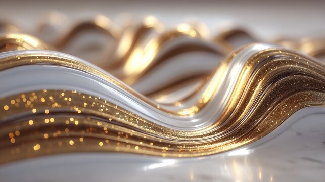 Abstract gold and white wavy textures