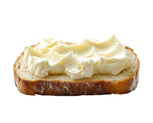 Slice of Freshly Baked Bread Topped Generously with Creamy Butter on Transparent Background