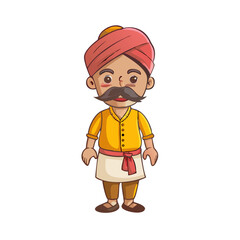 Indian village man cartoon character design for 2d animation video
