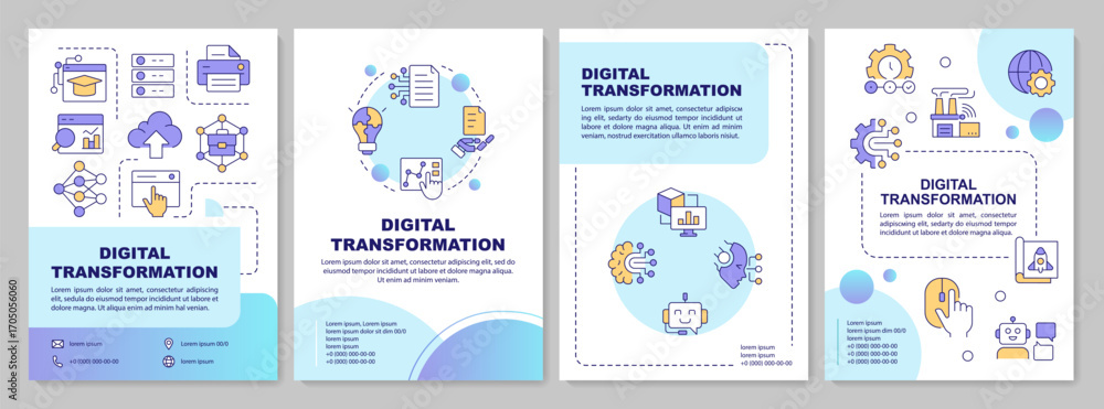 Poster digital transformation blue gradient brochure layout. documentation management. leaflet advertising 