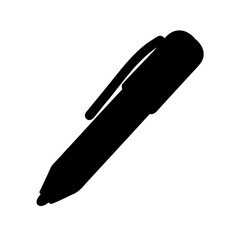Black felt tip pen silhouette with cap on white background design
