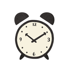 シンプルな目覚まし時計10時10分　水彩風手描きイラスト