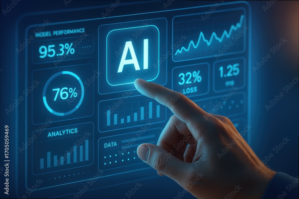 Aufkleber advanced artificial intelligence dashboard with performance metrics and data analytics display