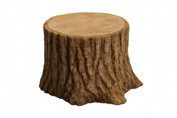 Weathered tree stump displaying intricate growth rings, revealing wood grain details against transparent backdrop