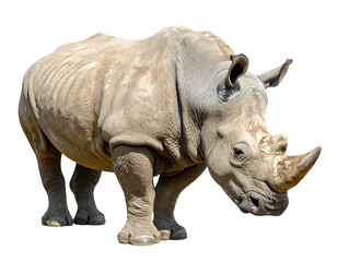 Obraz premium Majestic White Rhino, Side Profile, Standing, isolated on transparent background