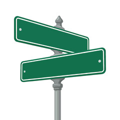 Blank Green Street Sign with Two Arrows