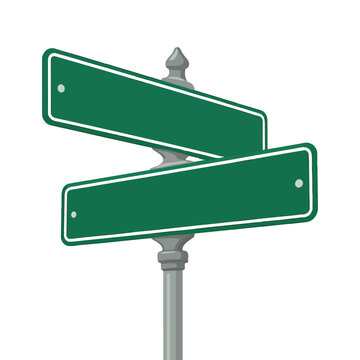 Naklejki Blank Green Street Sign with Two Arrows