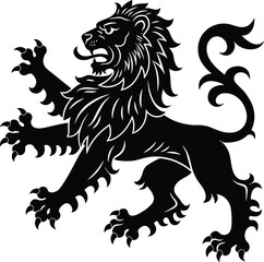 Heraldic lion emblem, medieval coat of arms symbol, roaring lion illustration, powerful heraldry animal design, tattoo art, family crest vector