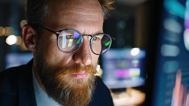 A manager reviewing a financial report generated by an AI, a scene of data-driven decision-making.