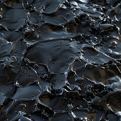 Fototapeta premium Dramatic black stone texture with layered metallic relief and rugged surface, bold abstract background for luxury branding, gaming and industrial design
