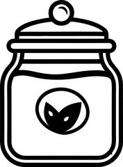  Sugar jar vector line art icon black and white white background